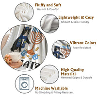 Funny Black Cat Chaos Hanukkah Menorah Gift Throw Blanket - Wonder Print Shop