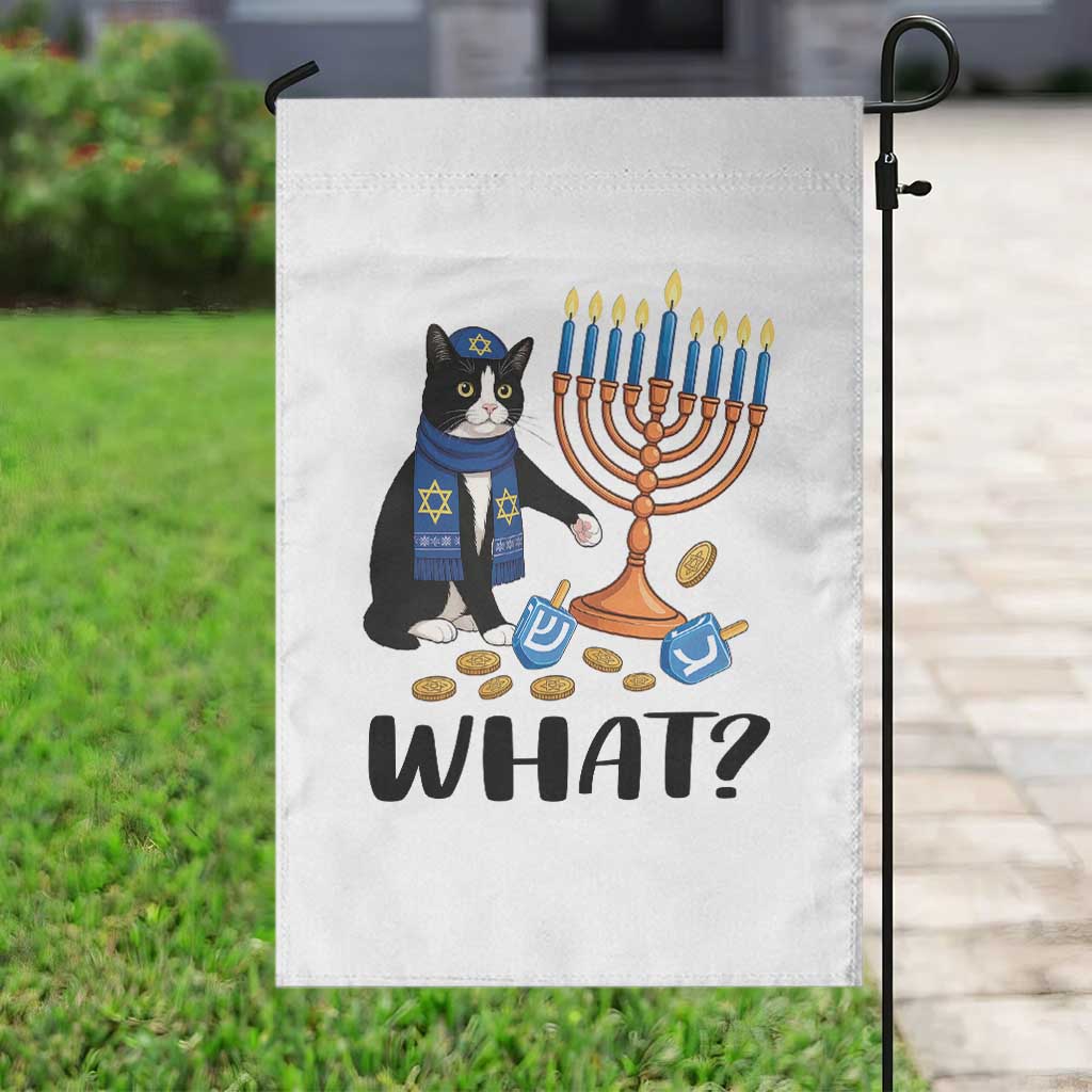 Funny Black Cat Chaos Hanukkah Menorah Gift Garden Flag - Wonder Print Shop