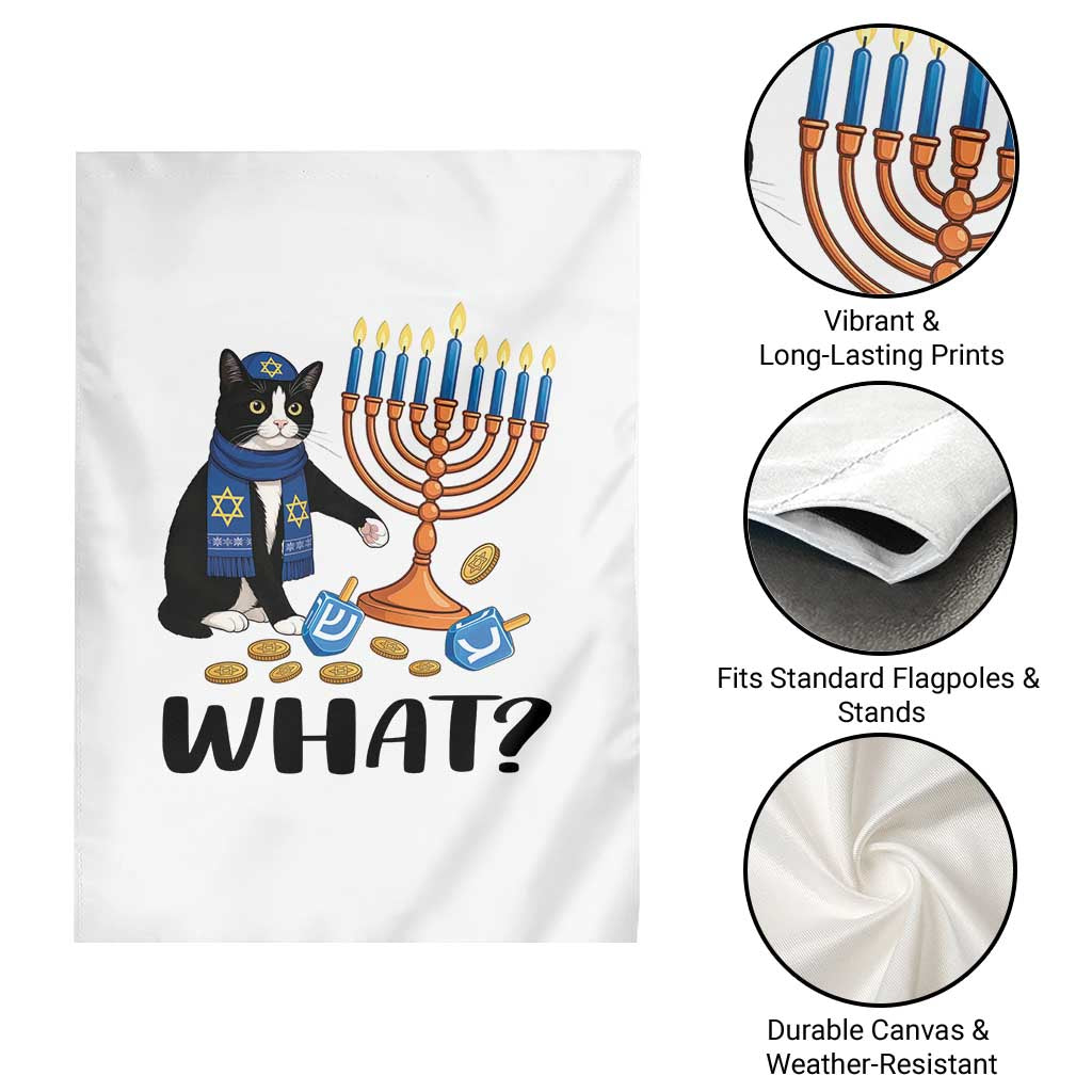 Funny Black Cat Chaos Hanukkah Menorah Gift Garden Flag - Wonder Print Shop