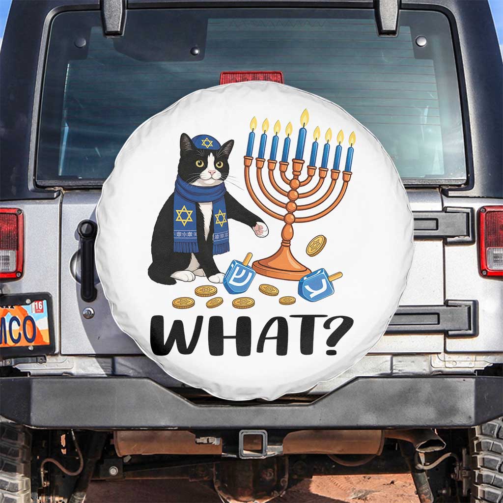 Funny Black Cat Chaos Hanukkah Menorah Gift Spare Tire Cover - Wonder Print Shop