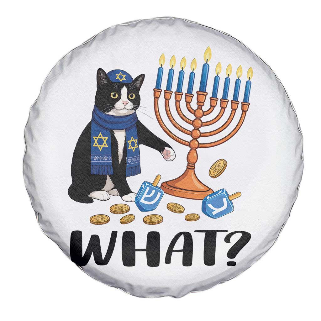 Funny Black Cat Chaos Hanukkah Menorah Gift Spare Tire Cover - Wonder Print Shop