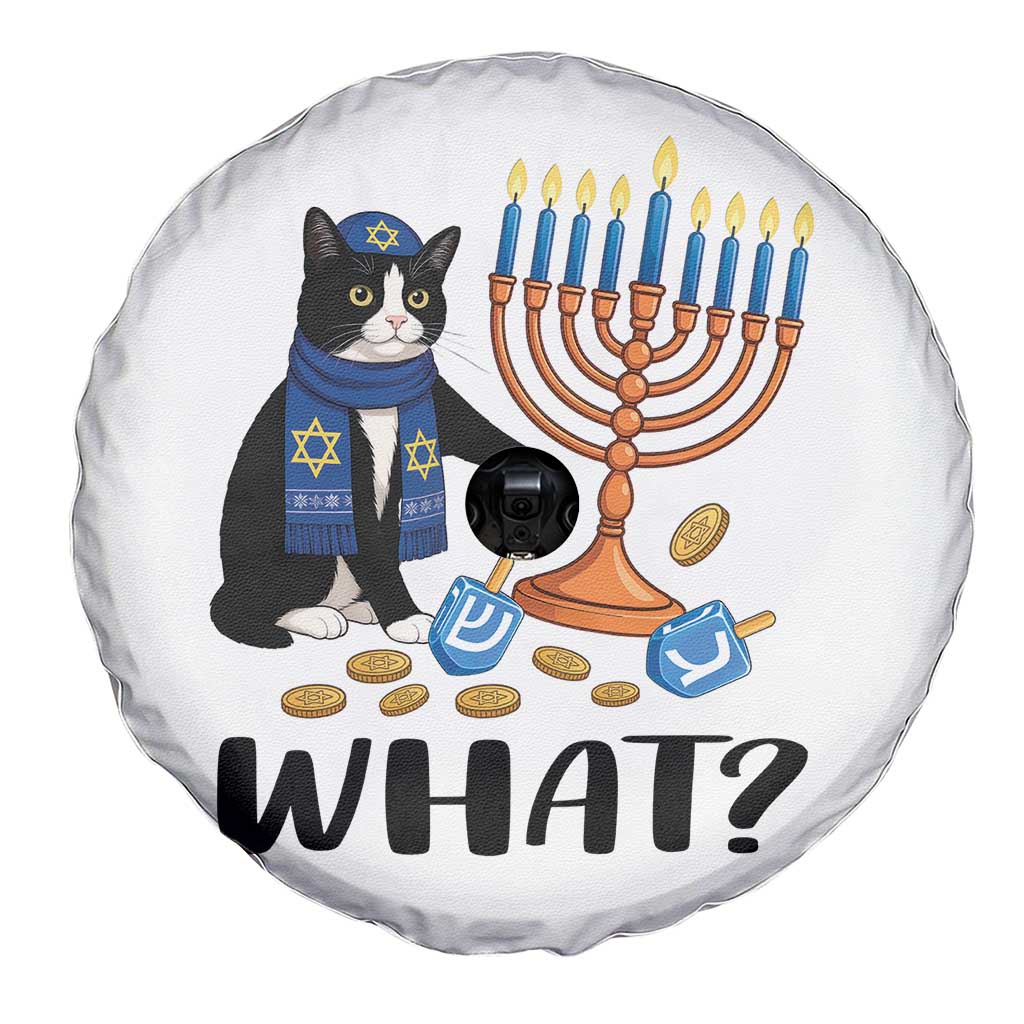 Funny Black Cat Chaos Hanukkah Menorah Gift Spare Tire Cover - Wonder Print Shop