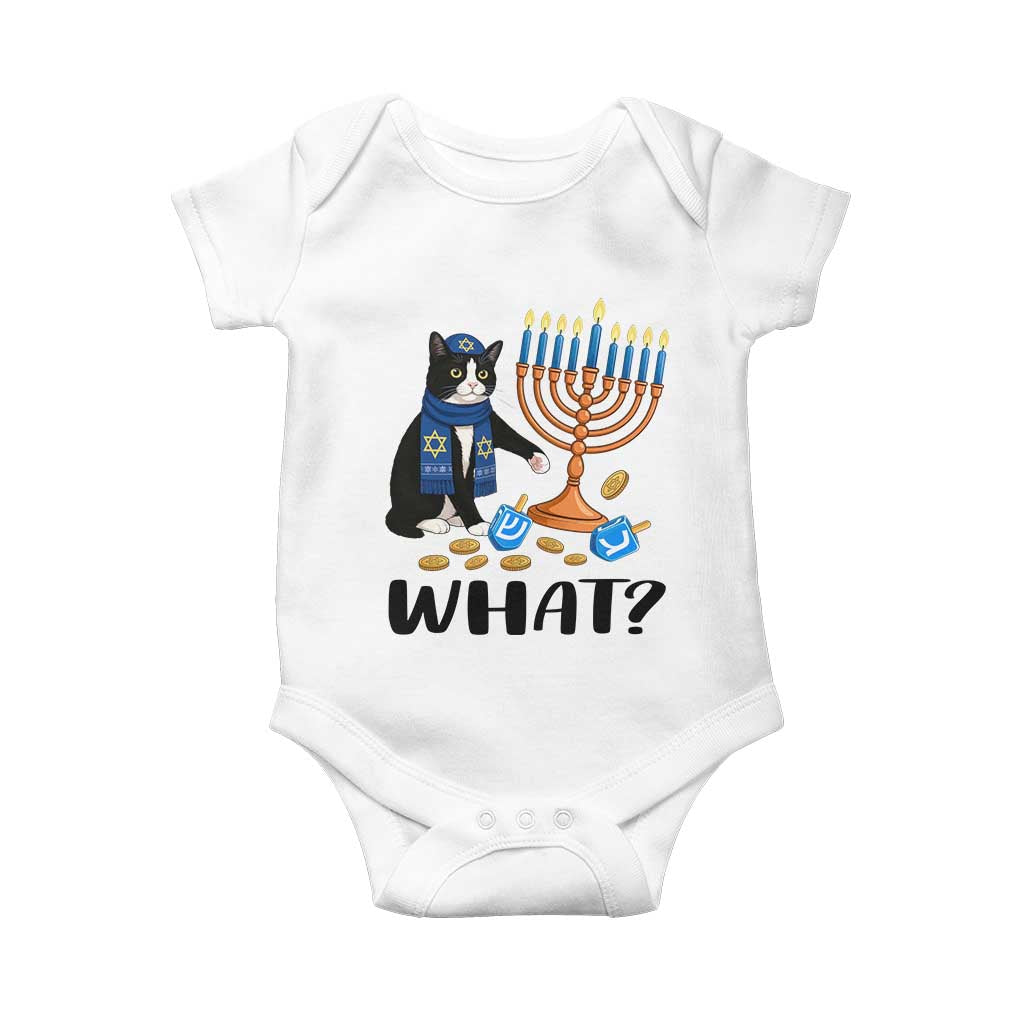Funny Black Cat Chaos Hanukkah Menorah Gift Baby Onesie - Wonder Print Shop