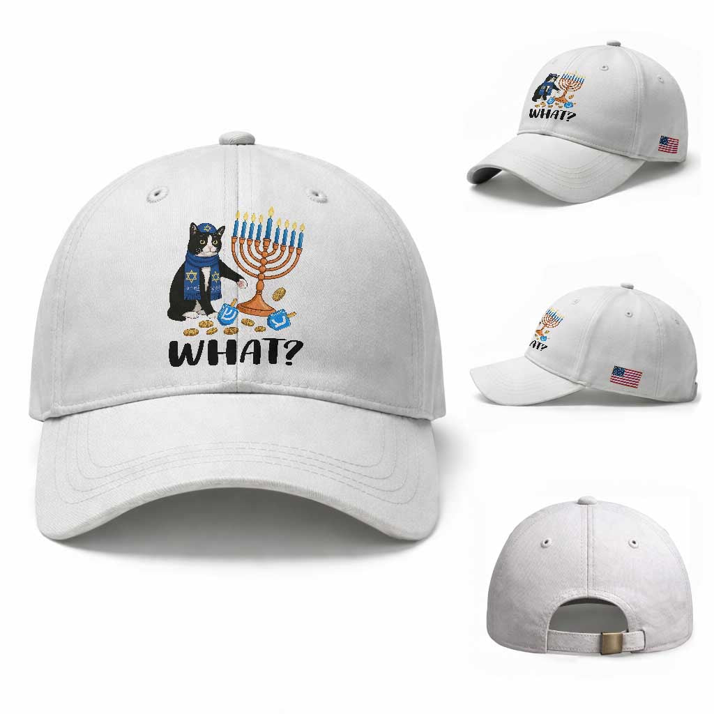 Funny Black Cat Chaos Hanukkah Menorah Gift Baseball Cap