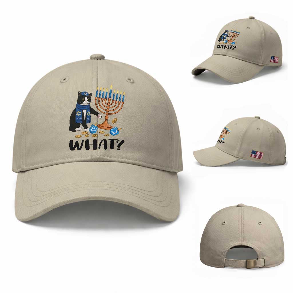 Funny Black Cat Chaos Hanukkah Menorah Gift Baseball Cap
