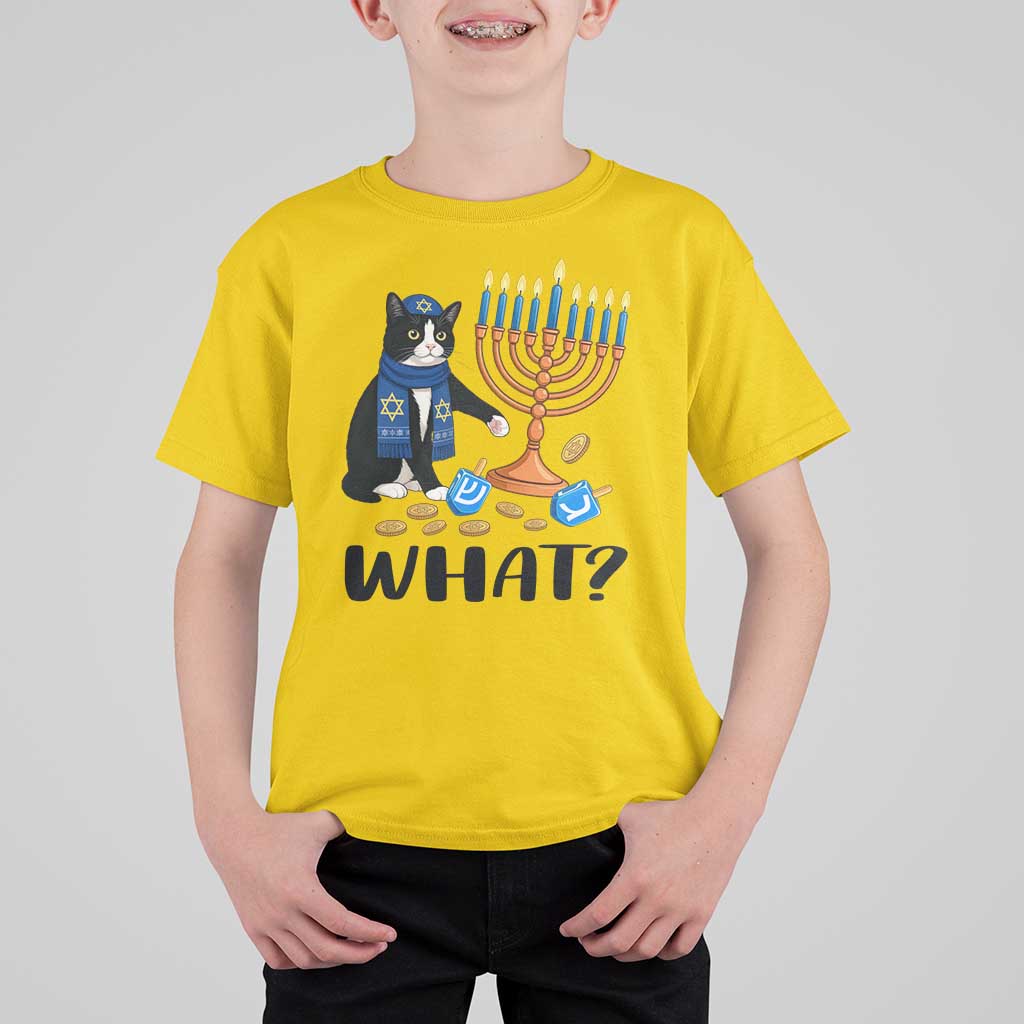 Funny Black Cat Chaos Hanukkah Menorah Gift T Shirt For Kid - Wonder Print Shop
