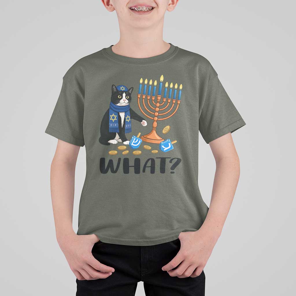 Funny Black Cat Chaos Hanukkah Menorah Gift T Shirt For Kid - Wonder Print Shop