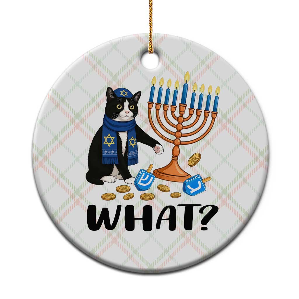Funny Black Cat Chaos Hanukkah Menorah Gift Ceramic Ornament - Wonder Print Shop
