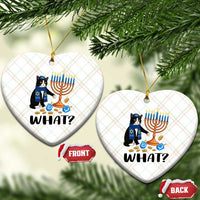 Funny Black Cat Chaos Hanukkah Menorah Gift Ceramic Ornament - Wonder Print Shop