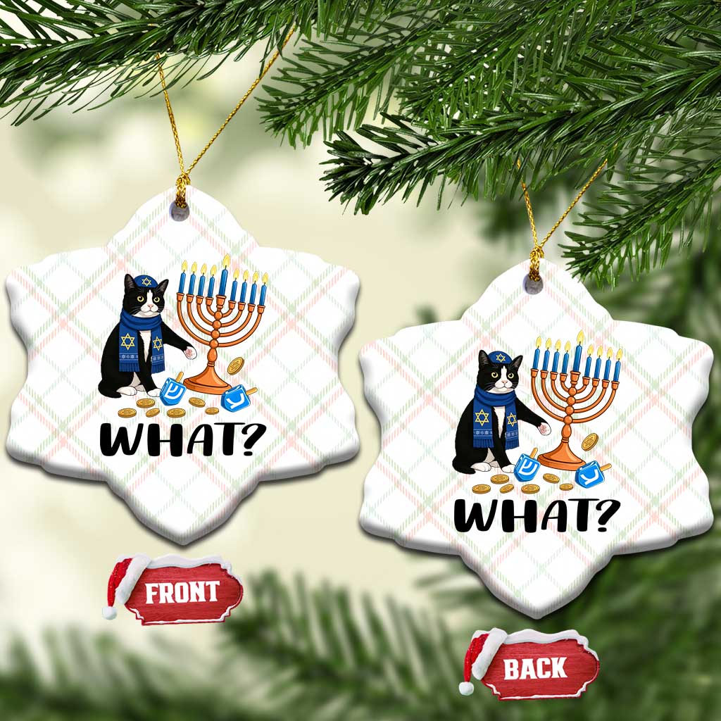 Funny Black Cat Chaos Hanukkah Menorah Gift Ceramic Ornament - Wonder Print Shop