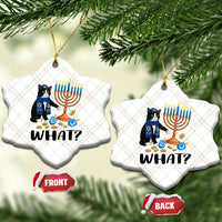 Funny Black Cat Chaos Hanukkah Menorah Gift Ceramic Ornament - Wonder Print Shop