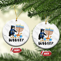 Funny Black Cat Chaos Hanukkah Menorah Gift Ceramic Ornament - Wonder Print Shop