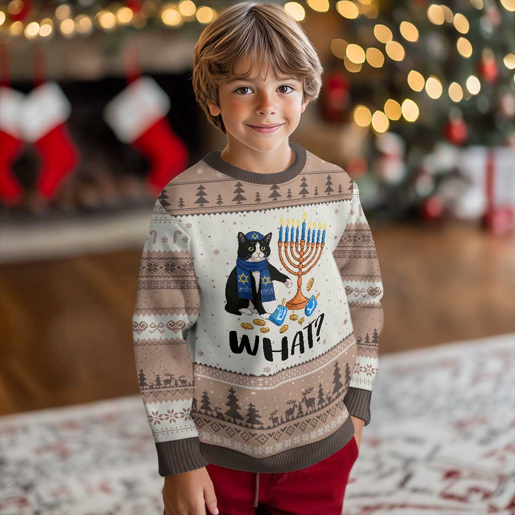 Funny Black Cat Chaos Hanukkah Menorah Gift Ugly Christmas Sweater - Wonder Print Shop