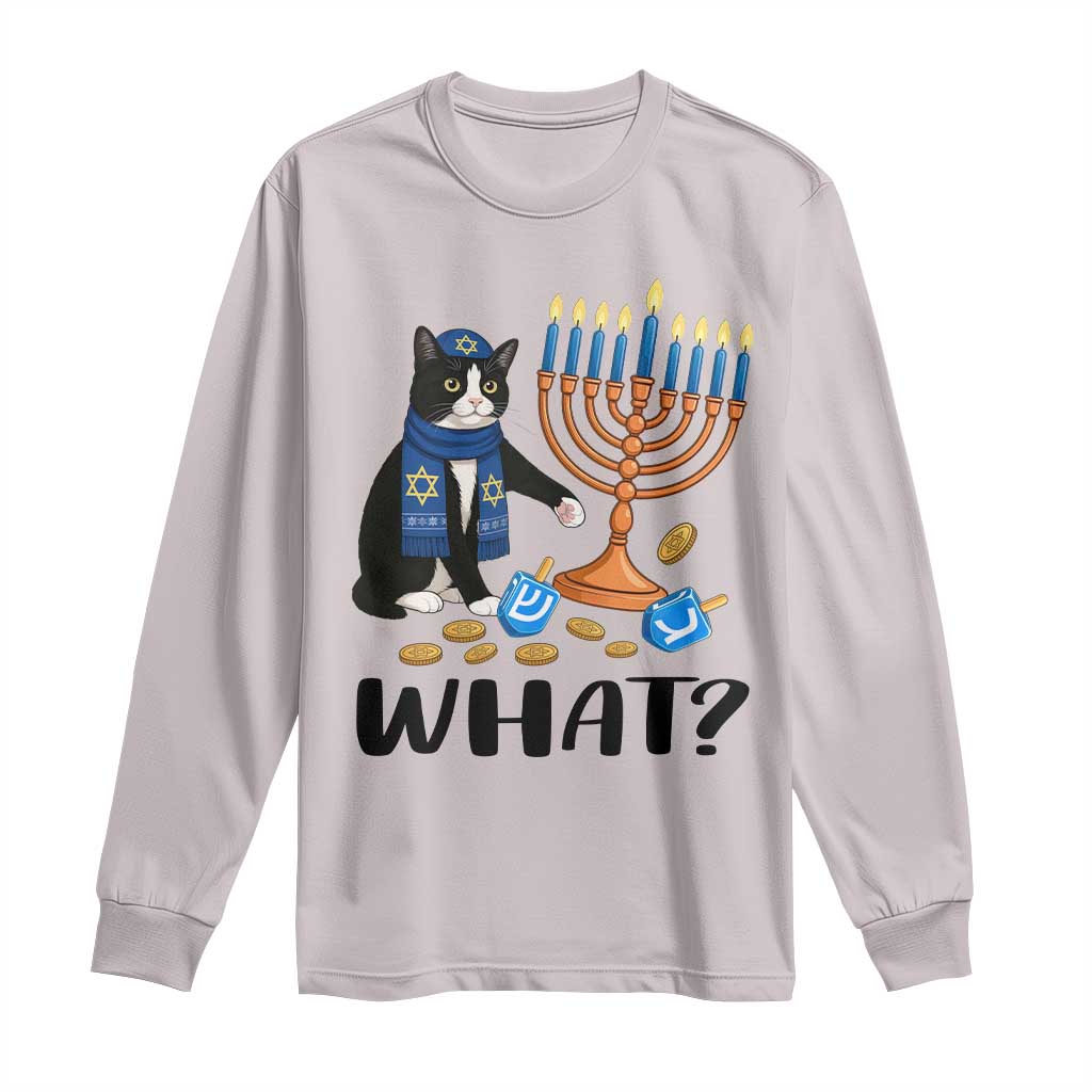 Funny Black Cat Chaos Hanukkah Menorah Gift Long Sleeve Shirt - Wonder Print Shop