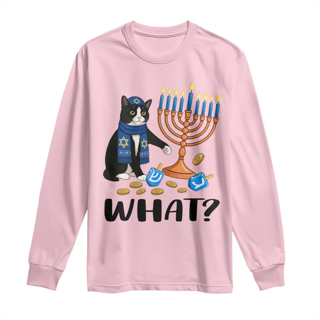Funny Black Cat Chaos Hanukkah Menorah Gift Long Sleeve Shirt - Wonder Print Shop