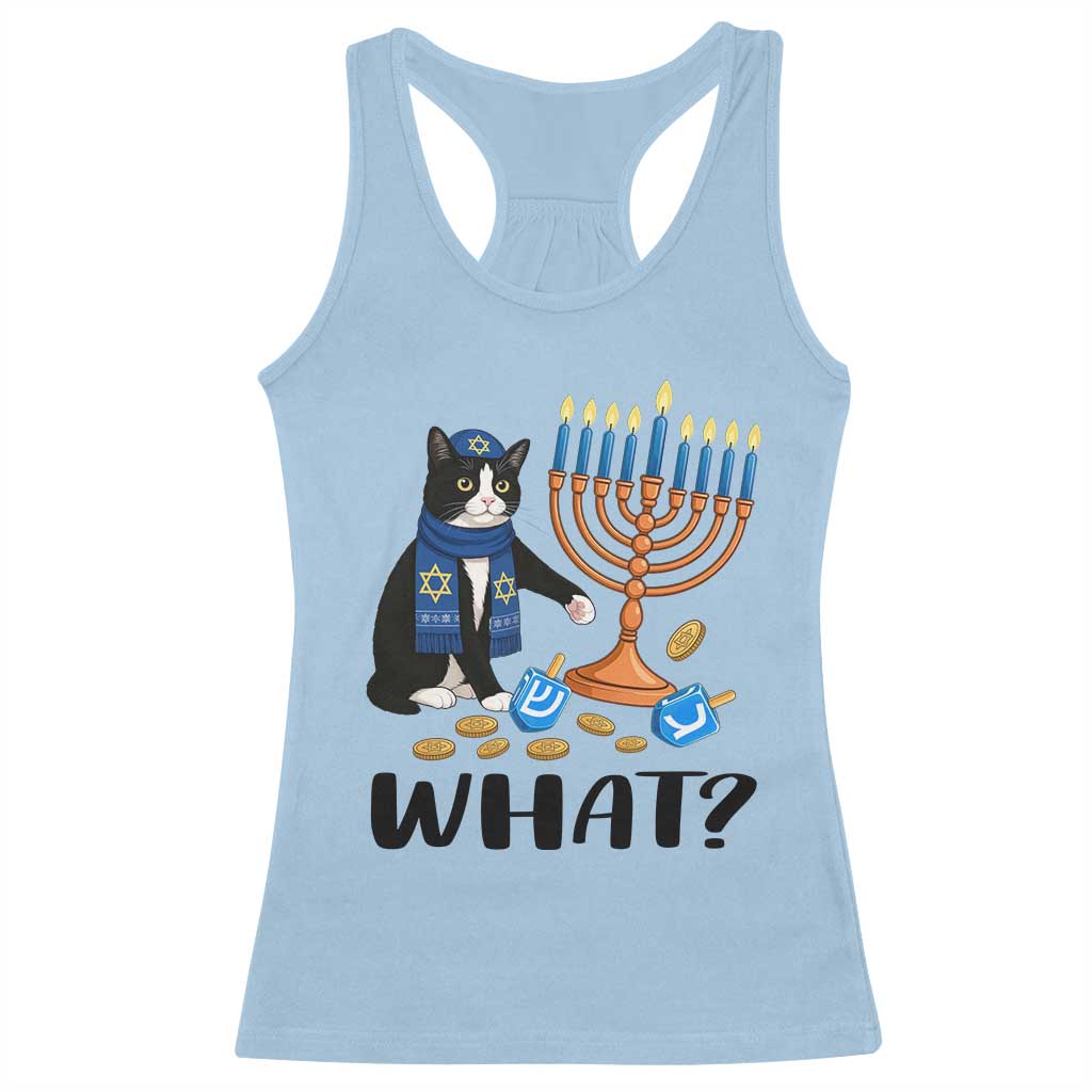 Funny Black Cat Chaos Hanukkah Menorah Gift Racerback Tank Top - Wonder Print Shop