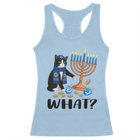 Funny Black Cat Chaos Hanukkah Menorah Gift Racerback Tank Top - Wonder Print Shop