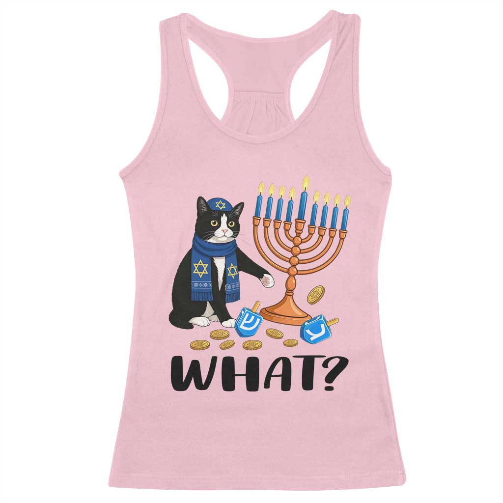 Funny Black Cat Chaos Hanukkah Menorah Gift Racerback Tank Top - Wonder Print Shop