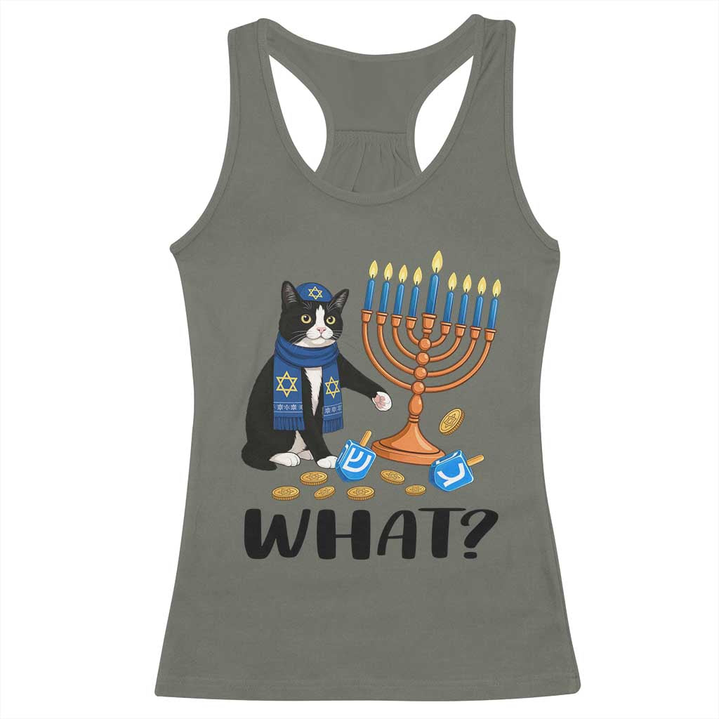 Funny Black Cat Chaos Hanukkah Menorah Gift Racerback Tank Top - Wonder Print Shop