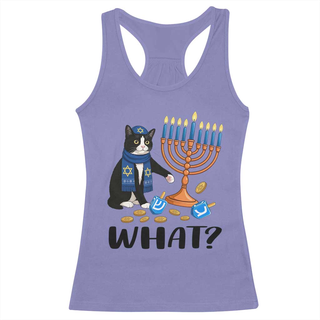 Funny Black Cat Chaos Hanukkah Menorah Gift Racerback Tank Top - Wonder Print Shop