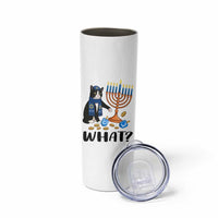 Funny Black Cat Chaos Hanukkah Menorah Gift Skinny Tumbler - Wonder Print Shop