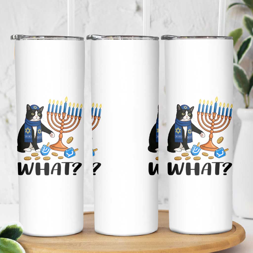 Funny Black Cat Chaos Hanukkah Menorah Gift Skinny Tumbler - Wonder Print Shop