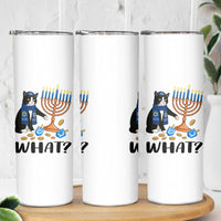 Funny Black Cat Chaos Hanukkah Menorah Gift Skinny Tumbler - Wonder Print Shop