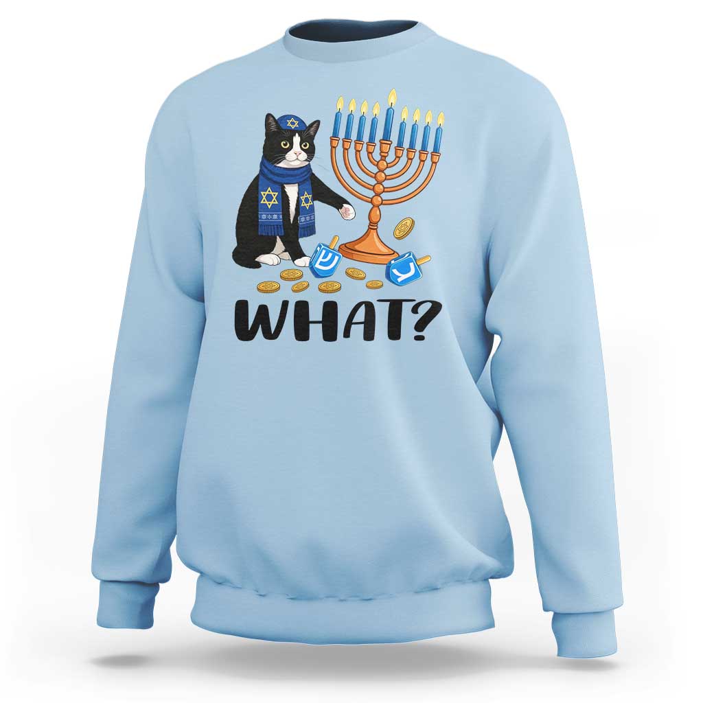 Funny Black Cat Chaos Hanukkah Menorah Gift Sweatshirt - Wonder Print Shop