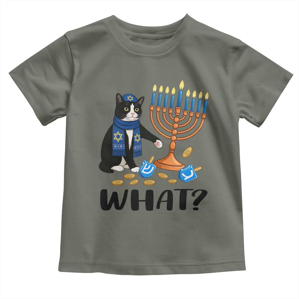 Funny Black Cat Chaos Hanukkah Menorah Gift Toddler T Shirt - Wonder Print Shop