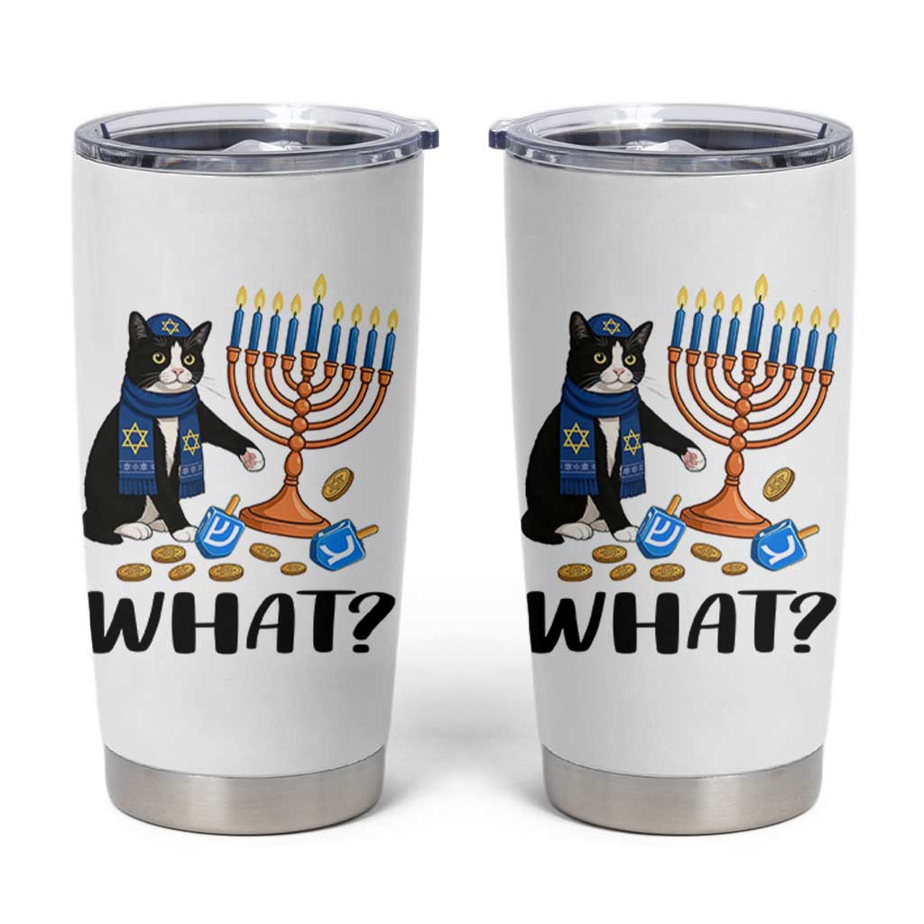 Funny Black Cat Chaos Hanukkah Menorah Gift Tumbler Cup - Wonder Print Shop