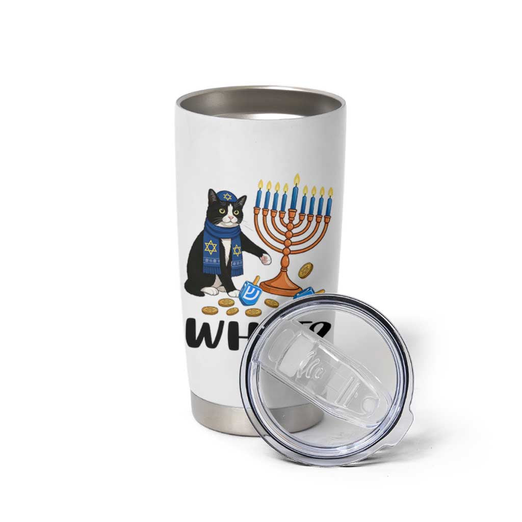 Funny Black Cat Chaos Hanukkah Menorah Gift Tumbler Cup - Wonder Print Shop