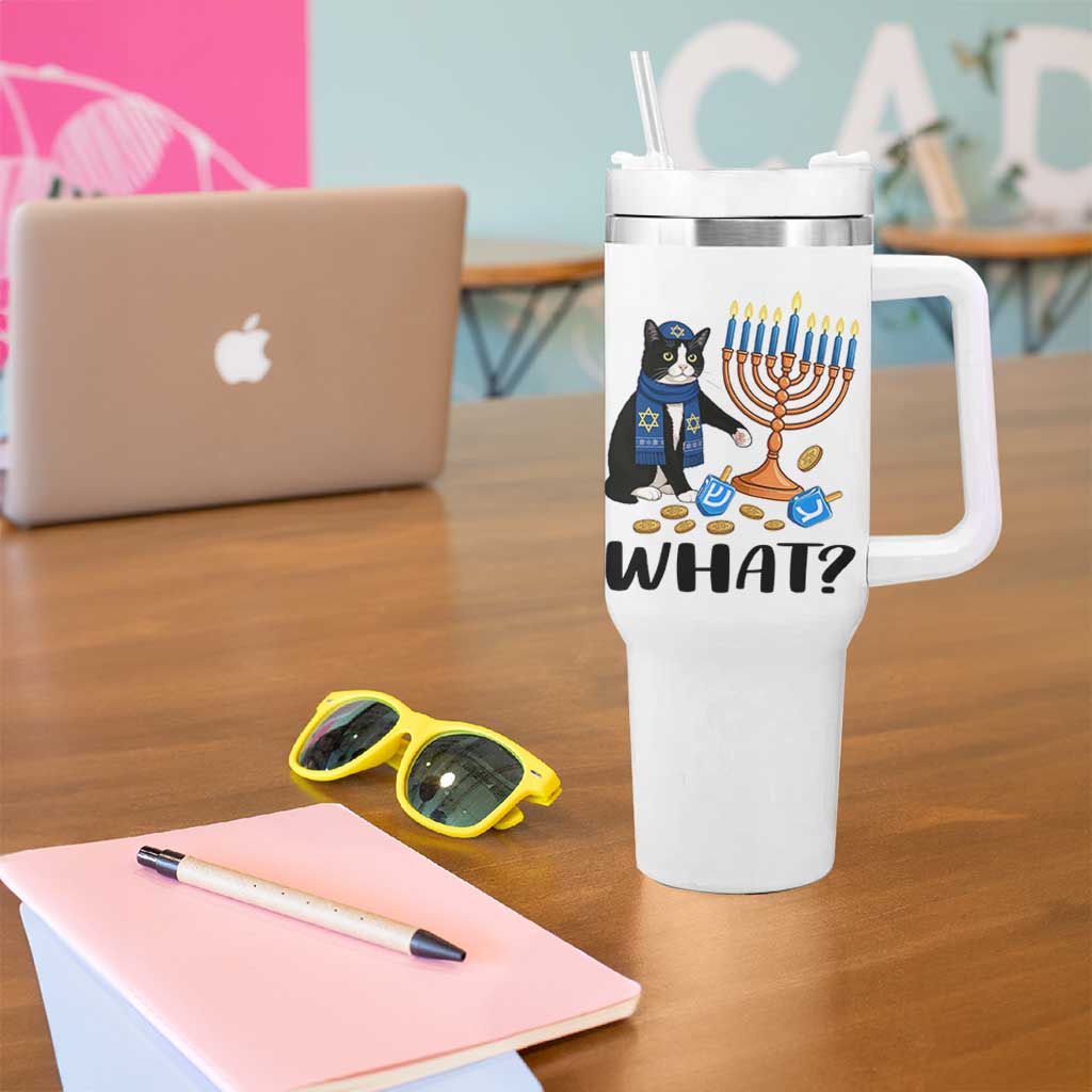 Funny Black Cat Chaos Hanukkah Menorah Gift Tumbler With Handle - Wonder Print Shop
