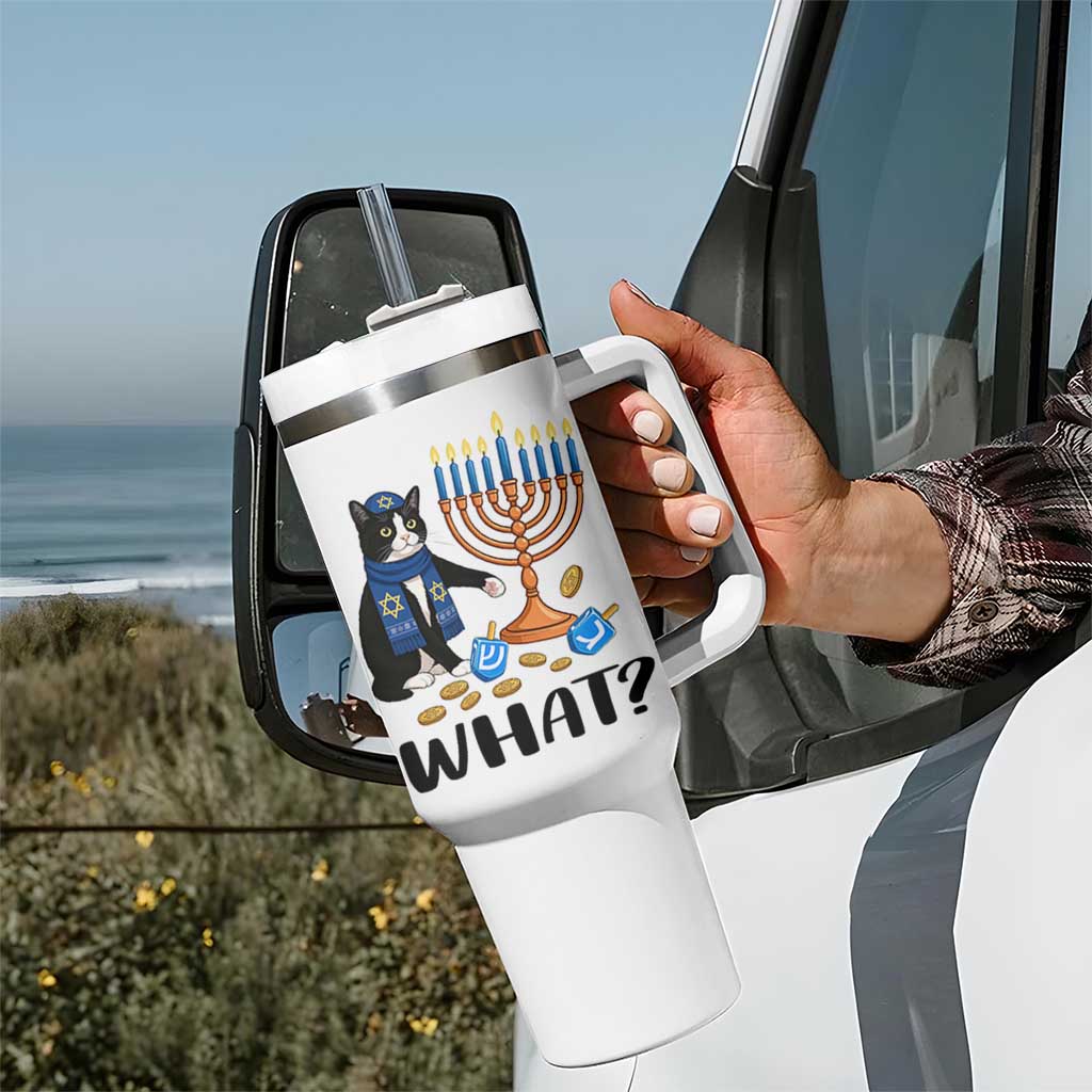 Funny Black Cat Chaos Hanukkah Menorah Gift Tumbler With Handle - Wonder Print Shop