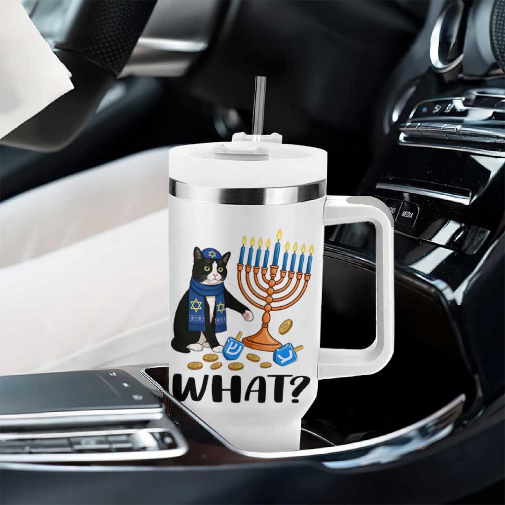Funny Black Cat Chaos Hanukkah Menorah Gift Tumbler With Handle - Wonder Print Shop