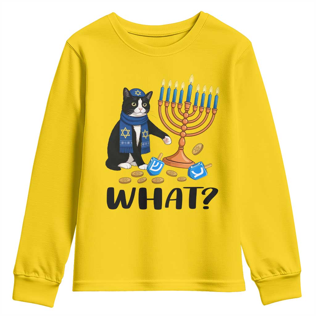 Funny Black Cat Chaos Hanukkah Menorah Gift Youth Sweatshirt - Wonder Print Shop