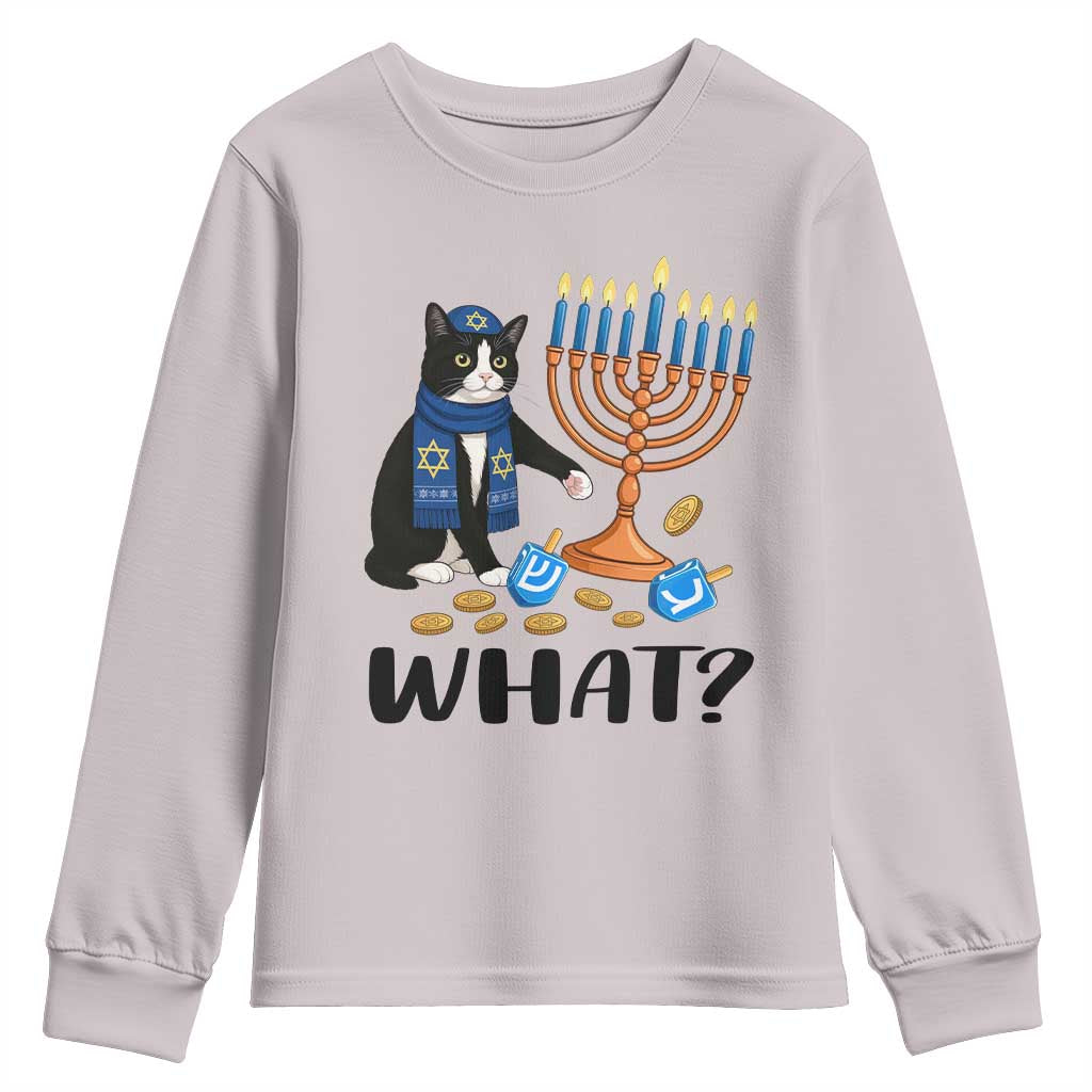 Funny Black Cat Chaos Hanukkah Menorah Gift Youth Sweatshirt - Wonder Print Shop