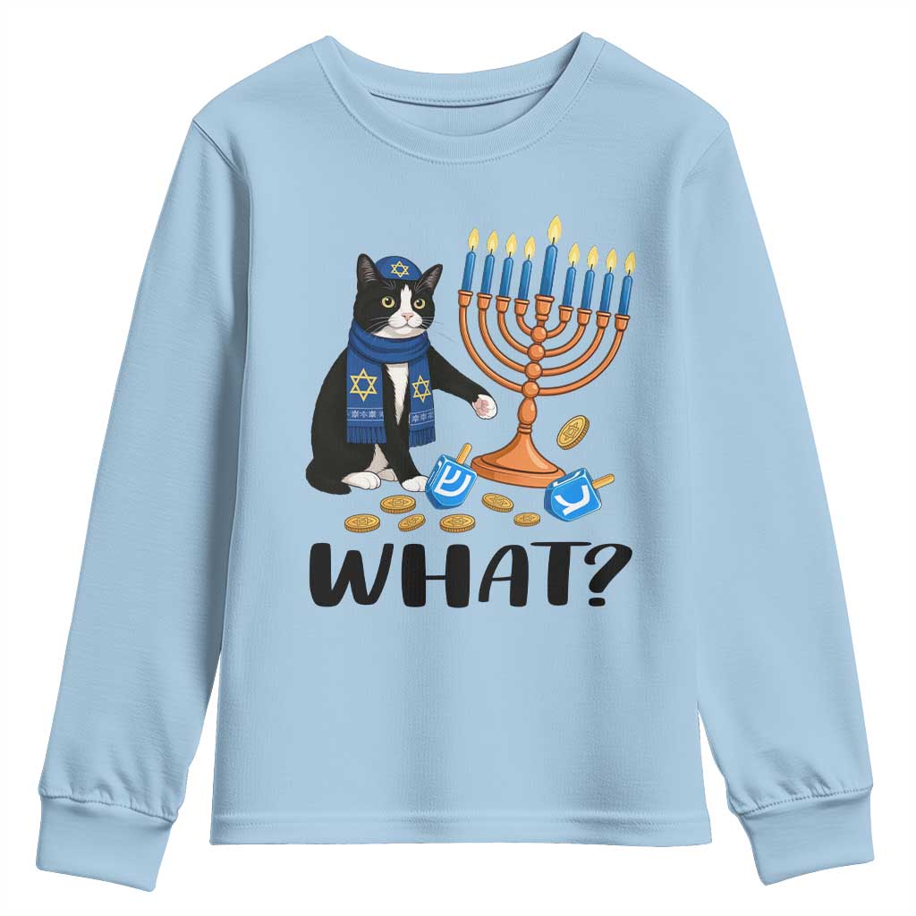 Funny Black Cat Chaos Hanukkah Menorah Gift Youth Sweatshirt - Wonder Print Shop