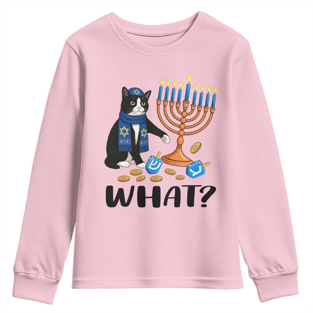Funny Black Cat Chaos Hanukkah Menorah Gift Youth Sweatshirt - Wonder Print Shop