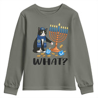 Funny Black Cat Chaos Hanukkah Menorah Gift Youth Sweatshirt - Wonder Print Shop
