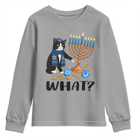 Funny Black Cat Chaos Hanukkah Menorah Gift Youth Sweatshirt - Wonder Print Shop