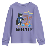 Funny Black Cat Chaos Hanukkah Menorah Gift Youth Sweatshirt - Wonder Print Shop