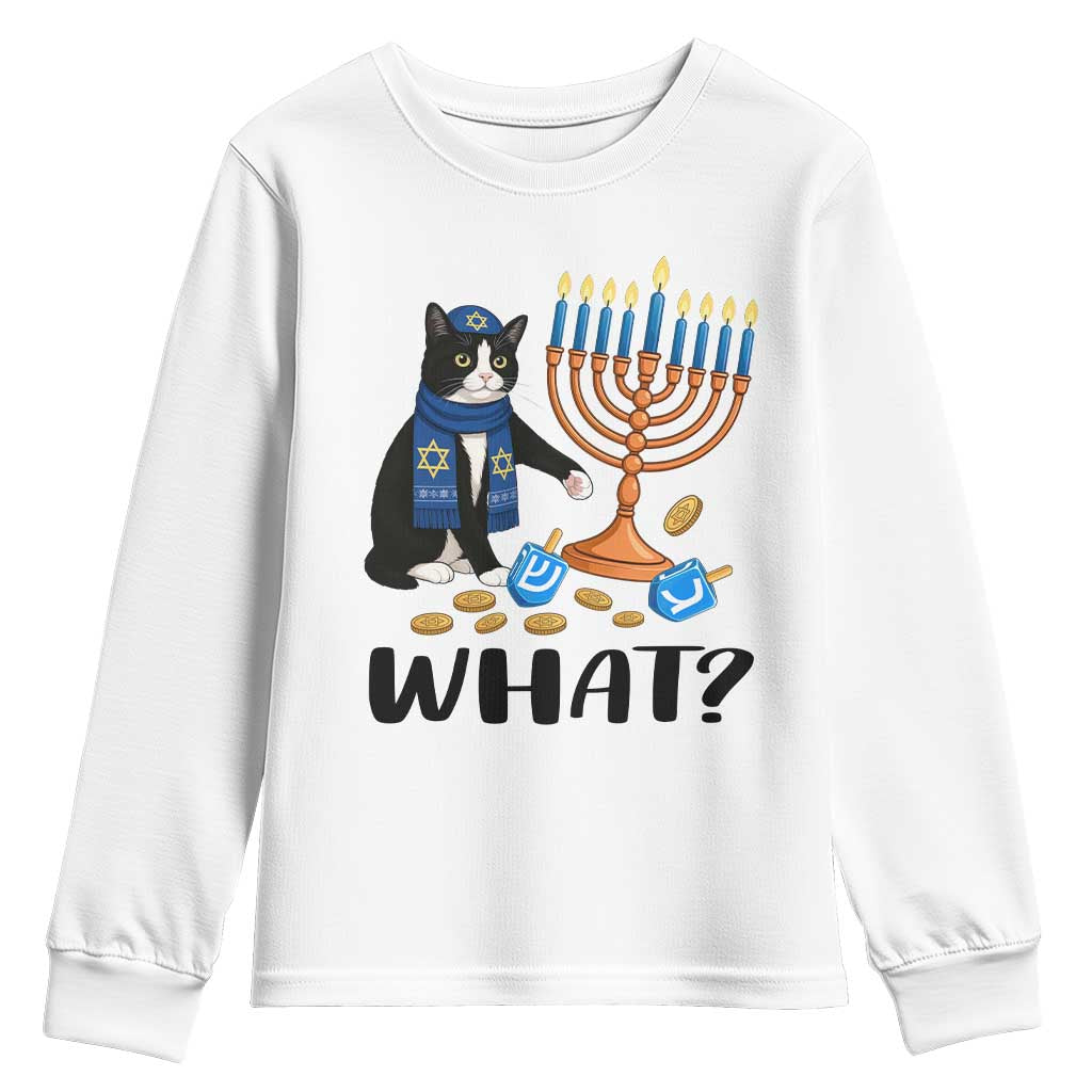 Funny Black Cat Chaos Hanukkah Menorah Gift Youth Sweatshirt - Wonder Print Shop