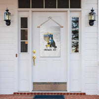 Meowzel Tov Garden Flag Black Cat Playing Dreidel Menorah Hanukkah Gift - Wonder Print Shop