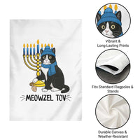 Meowzel Tov Garden Flag Black Cat Playing Dreidel Menorah Hanukkah Gift - Wonder Print Shop