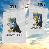 Meowzel Tov Garden Flag Black Cat Playing Dreidel Menorah Hanukkah Gift - Wonder Print Shop