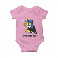 Meowzel Tov Baby Onesie Black Cat Playing Dreidel Menorah Hanukkah Gift - Wonder Print Shop