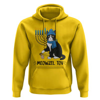 Meowzel Tov Hoodie Black Cat Playing Dreidel Menorah Hanukkah Gift - Wonder Print Shop