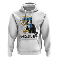 Meowzel Tov Hoodie Black Cat Playing Dreidel Menorah Hanukkah Gift - Wonder Print Shop