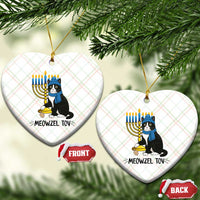 Meowzel Tov Ceramic Ornament Black Cat Playing Dreidel Menorah Hanukkah Gift - Wonder Print Shop