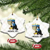 Meowzel Tov Ceramic Ornament Black Cat Playing Dreidel Menorah Hanukkah Gift - Wonder Print Shop